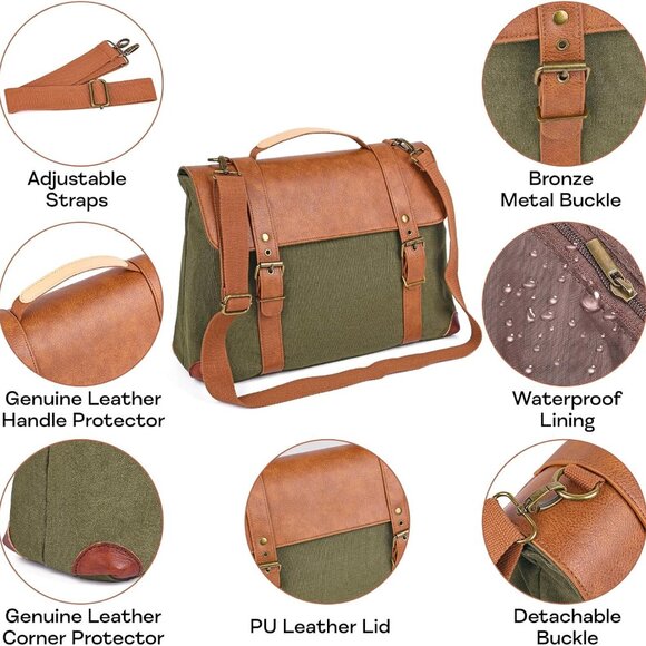 Adjustable Straps Brown Laptop Messenger Bag – Stylish & Secure Crossbody Case - Picture 6 of 7